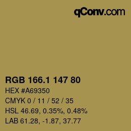 カラーコード: RGB 166.1 147 80 | qconv.com