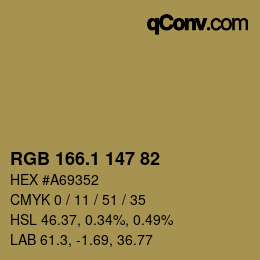 カラーコード: RGB 166.1 147 82 | qconv.com
