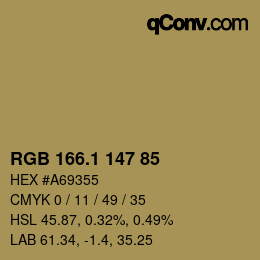 Color code: RGB 166.1 147 85 | qconv.com