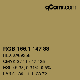 カラーコード: RGB 166.1 147 88 | qconv.com