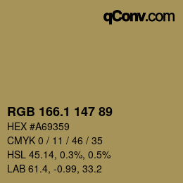 カラーコード: RGB 166.1 147 89 | qconv.com