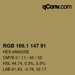 カラーコード: RGB 166.1 147 91 | qconv.com
