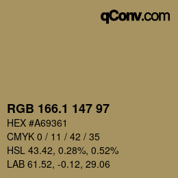カラーコード: RGB 166.1 147 97 | qconv.com