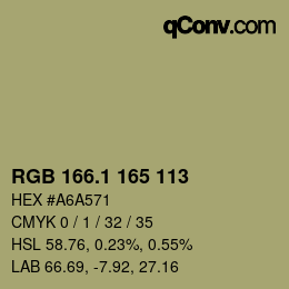 カラーコード: RGB 166.1 165 113 | qconv.com
