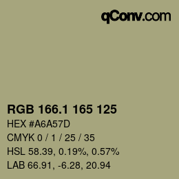 カラーコード: RGB 166.1 165 125 | qconv.com