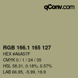 カラーコード: RGB 166.1 165 127 | qconv.com