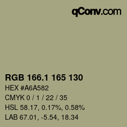Color code: RGB 166.1 165 130 | qconv.com