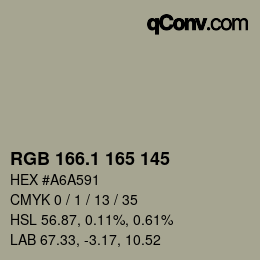 カラーコード: RGB 166.1 165 145 | qconv.com