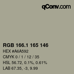 カラーコード: RGB 166.1 165 146 | qconv.com
