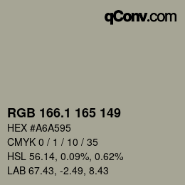 Color code: RGB 166.1 165 149 | qconv.com
