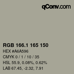 Color code: RGB 166.1 165 150 | qconv.com