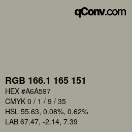Color code: RGB 166.1 165 151 | qconv.com