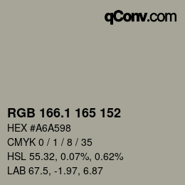 カラーコード: RGB 166.1 165 152 | qconv.com