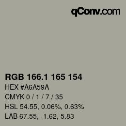 Color code: RGB 166.1 165 154 | qconv.com