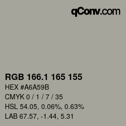 Color code: RGB 166.1 165 155 | qconv.com