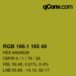 カラーコード: RGB 166.1 165 40 | qconv.com