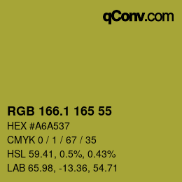 カラーコード: RGB 166.1 165 55 | qconv.com
