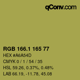 カラーコード: RGB 166.1 165 77 | qconv.com