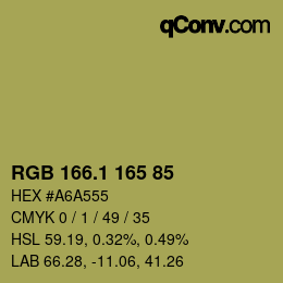 Color code: RGB 166.1 165 85 | qconv.com