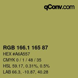 カラーコード: RGB 166.1 165 87 | qconv.com