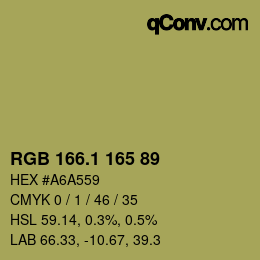 カラーコード: RGB 166.1 165 89 | qconv.com