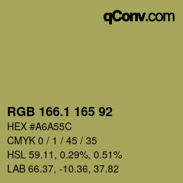 カラーコード: RGB 166.1 165 92 | qconv.com