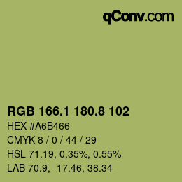 カラーコード: RGB 166.1 180.8 102 | qconv.com