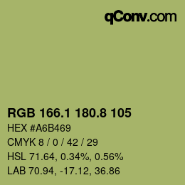 カラーコード: RGB 166.1 180.8 105 | qconv.com