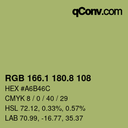 Color code: RGB 166.1 180.8 108 | qconv.com