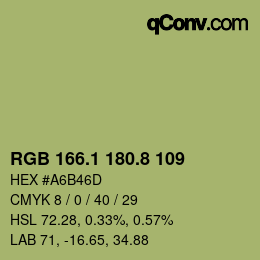 カラーコード: RGB 166.1 180.8 109 | qconv.com
