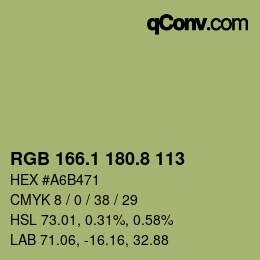 Farbcode: RGB 166.1 180.8 113 | qconv.com