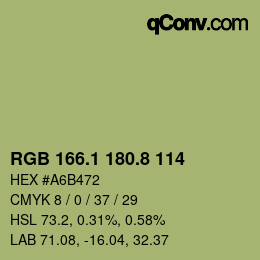 カラーコード: RGB 166.1 180.8 114 | qconv.com