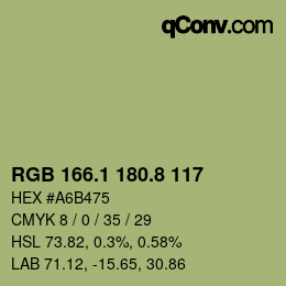 カラーコード: RGB 166.1 180.8 117 | qconv.com