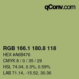 Color code: RGB 166.1 180.8 118 | qconv.com