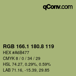カラーコード: RGB 166.1 180.8 119 | qconv.com