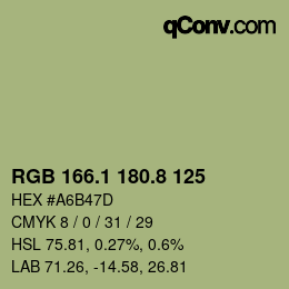 カラーコード: RGB 166.1 180.8 125 | qconv.com