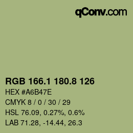 カラーコード: RGB 166.1 180.8 126 | qconv.com