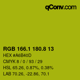 カラーコード: RGB 166.1 180.8 13 | qconv.com