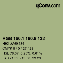 Code couleur: RGB 166.1 180.8 132 | qconv.com