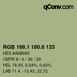Color code: RGB 166.1 180.8 133 | qconv.com