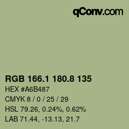 カラーコード: RGB 166.1 180.8 135 | qconv.com