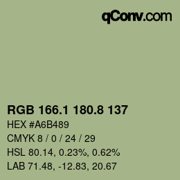 Color code: RGB 166.1 180.8 137 | qconv.com