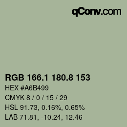 Color code: RGB 166.1 180.8 153 | qconv.com