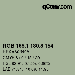 Color code: RGB 166.1 180.8 154 | qconv.com