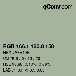 Color code: RGB 166.1 180.8 158 | qconv.com