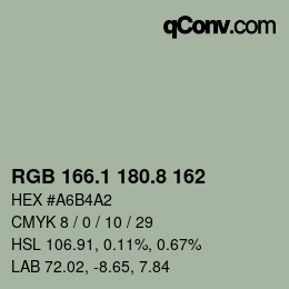 Color code: RGB 166.1 180.8 162 | qconv.com