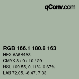 カラーコード: RGB 166.1 180.8 163 | qconv.com