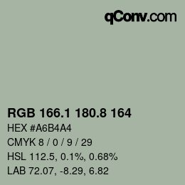 Farbcode: RGB 166.1 180.8 164 | qconv.com