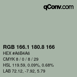 Color code: RGB 166.1 180.8 166 | qconv.com