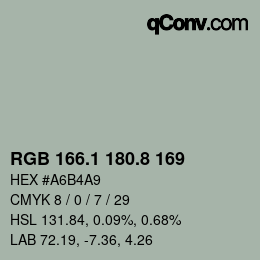 Color code: RGB 166.1 180.8 169 | qconv.com